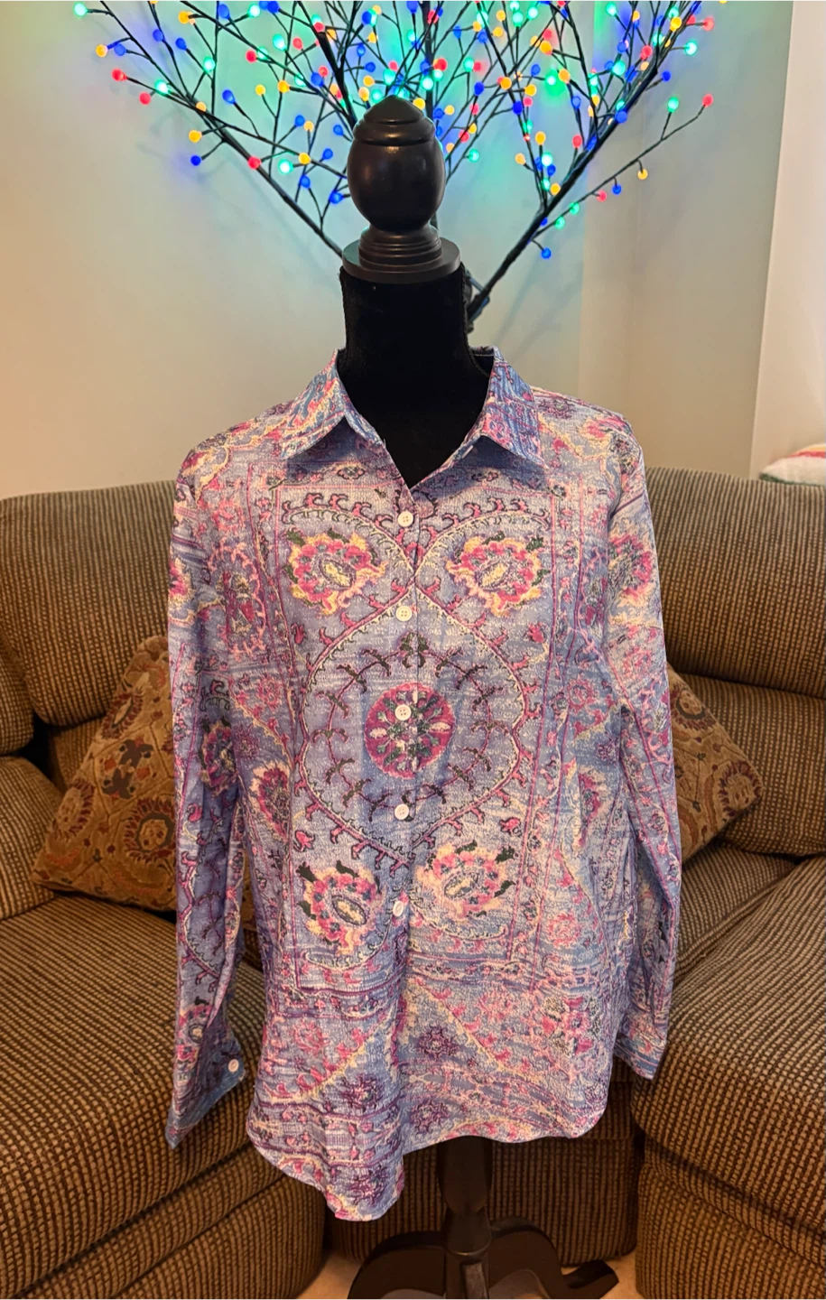 ✨✨Purple Paisley Print Button-Up Shirt