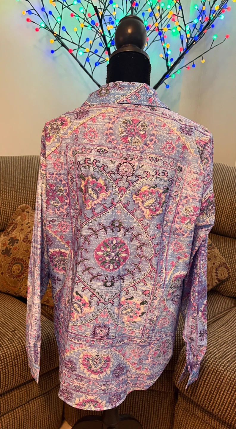 ✨✨Purple Paisley Print Button-Up Shirt - photo 2
