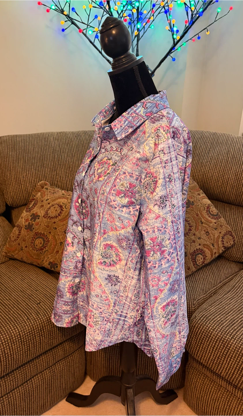 ✨✨Purple Paisley Print Button-Up Shirt - photo 3