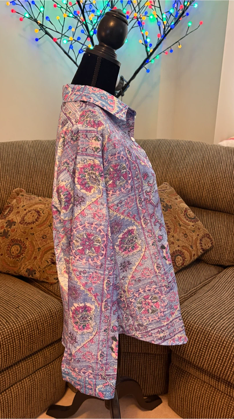 ✨✨Purple Paisley Print Button-Up Shirt - photo 4