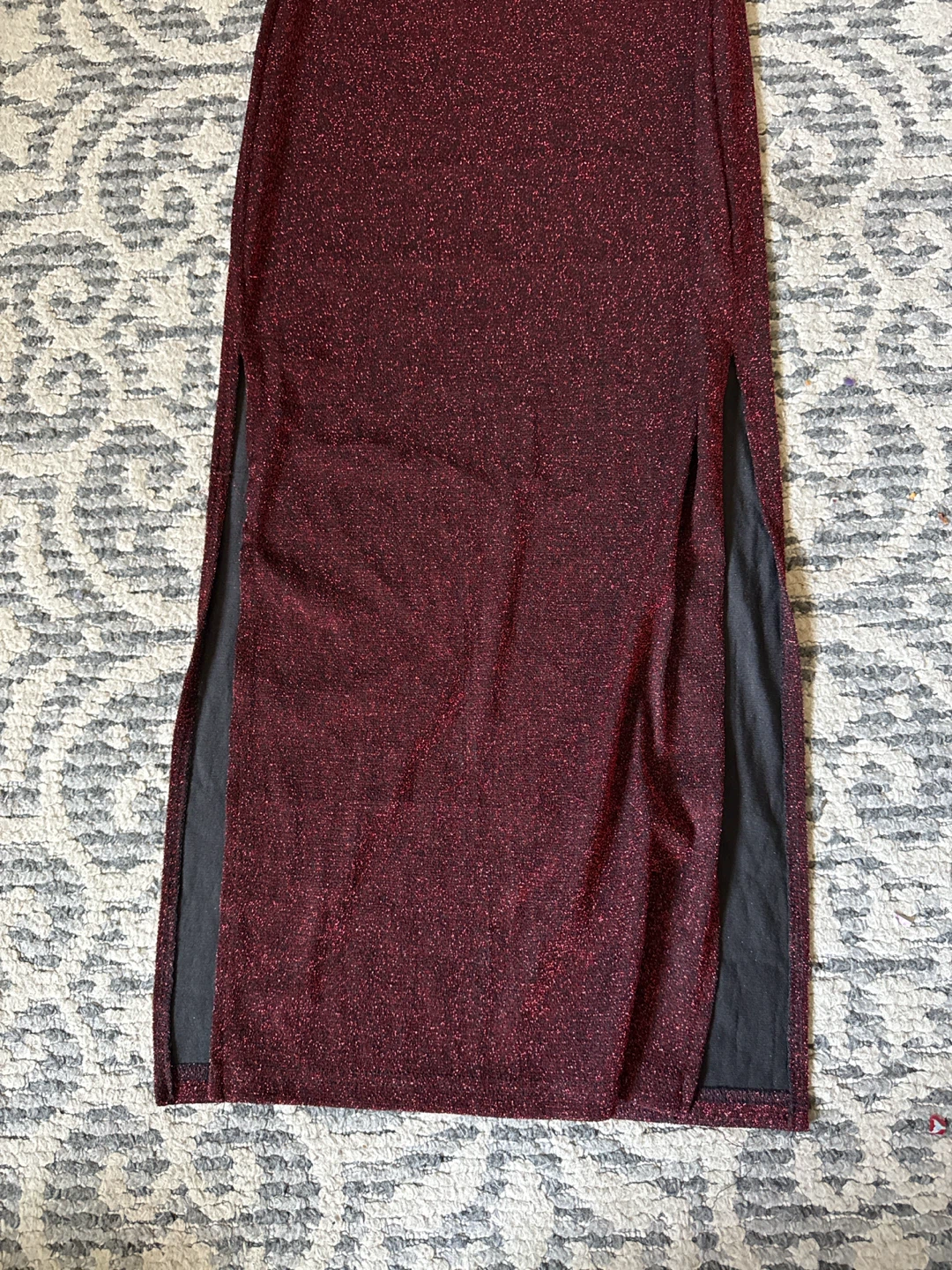 Sparkly Red Maxi Dress with Double Slits Size small - photo 2