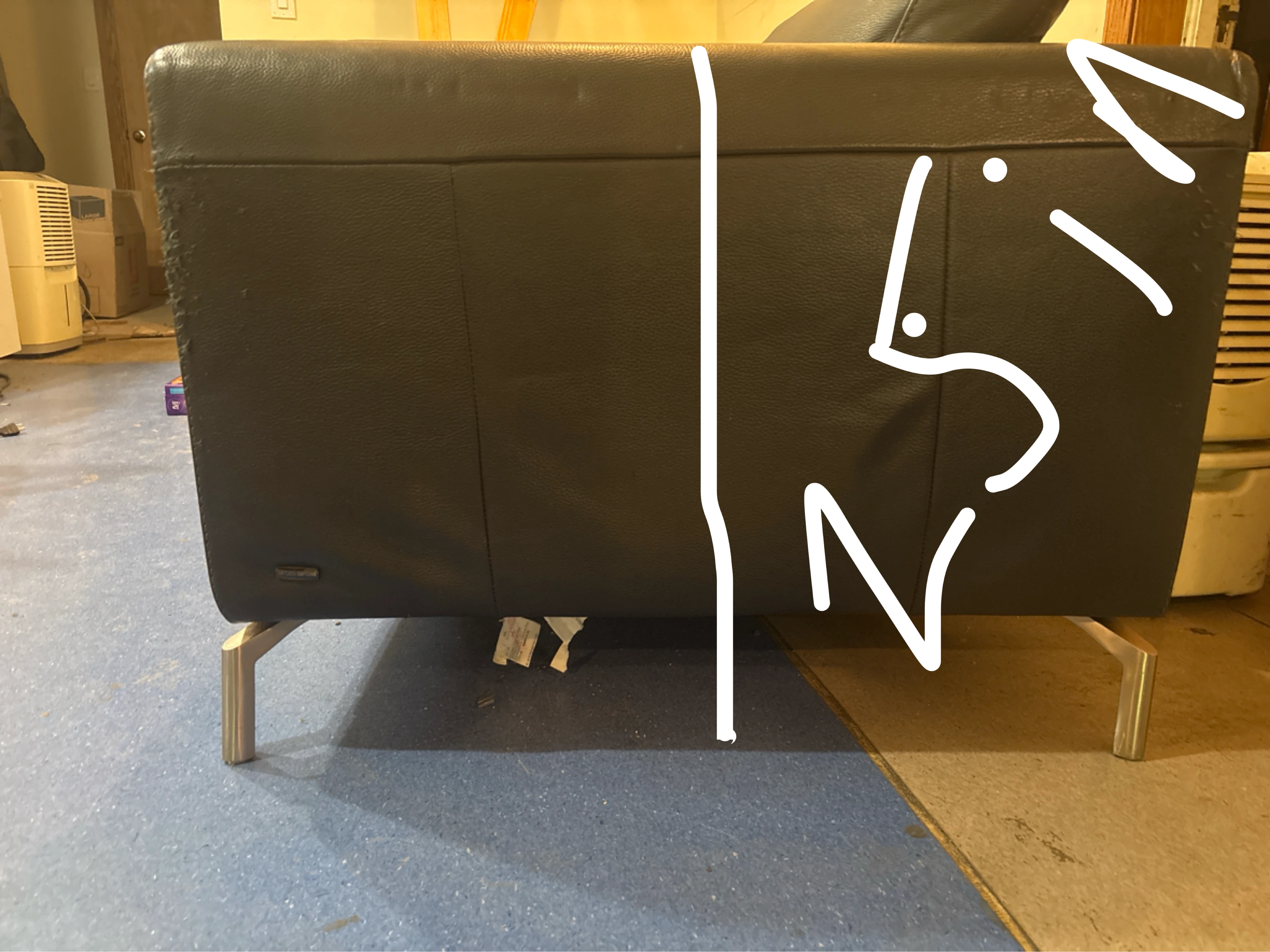 Dark grey Leather Sofa - photo 2
