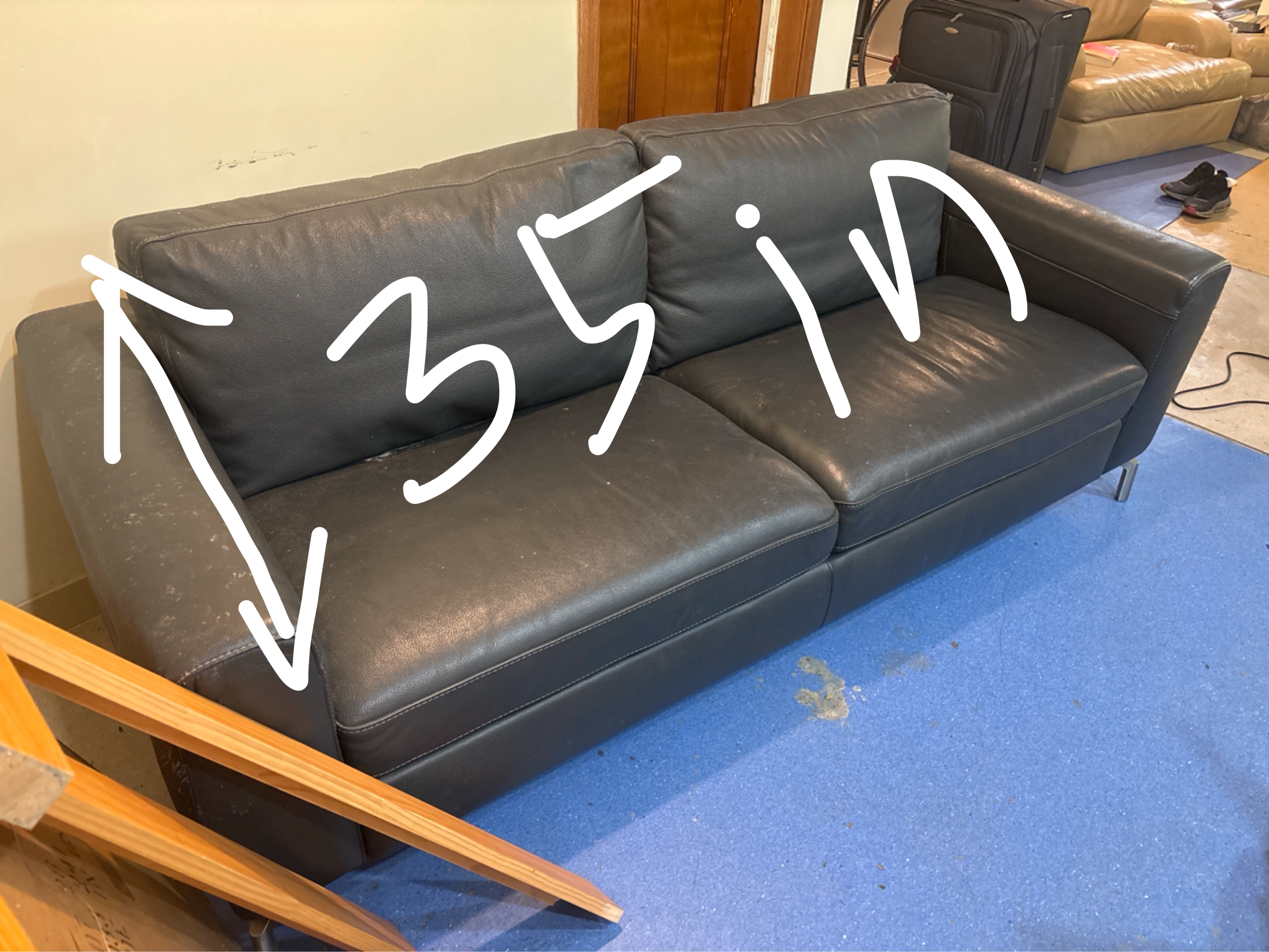 Dark grey Leather Sofa - photo 3
