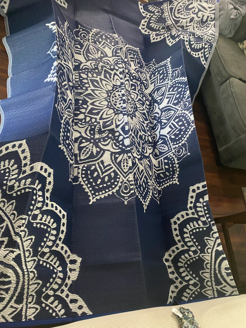 Blue Mandala Print Outdoor Mat - photo 2