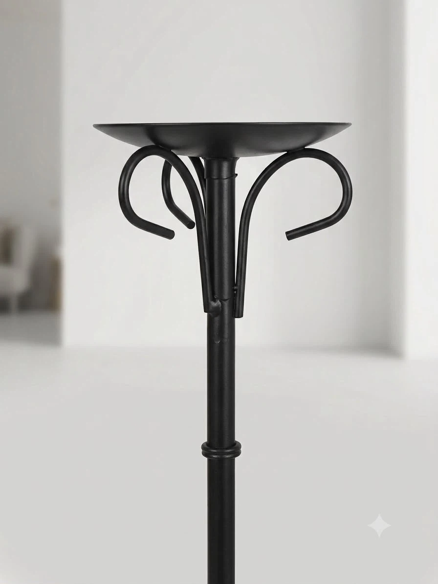Set of 2 Black Metal Floor Candle Holders - photo 3