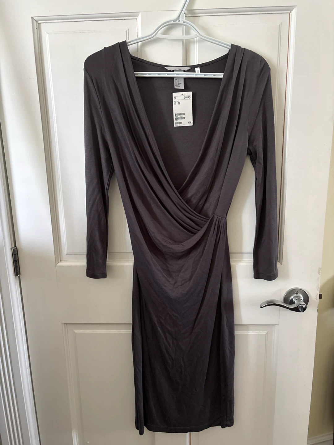 H&M Grey Draped Wrap Dress Size XS