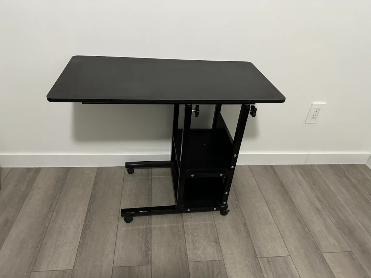 Black Adjustable Height Rolling Side Table