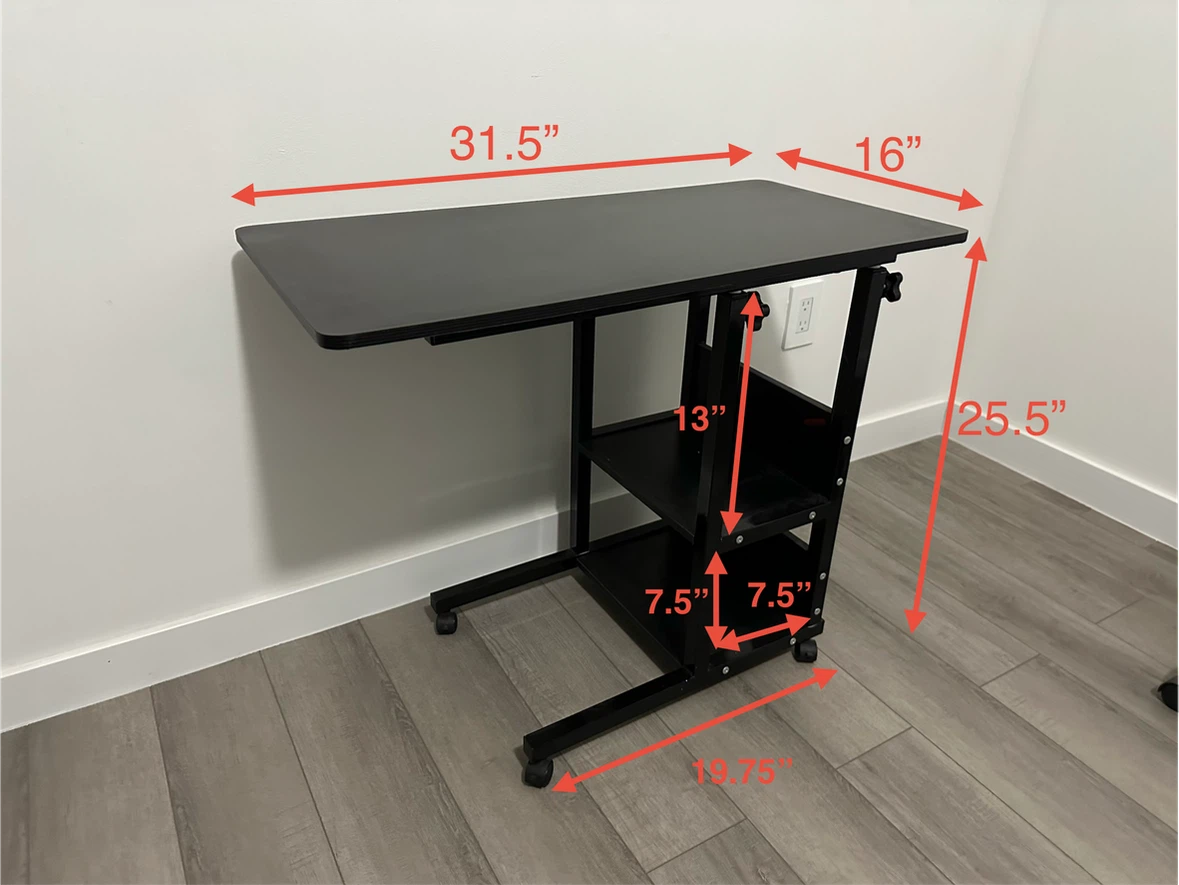 Black Adjustable Height Rolling Side Table - photo 4