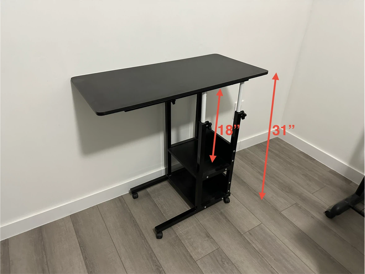 Black Adjustable Height Rolling Side Table - photo 5