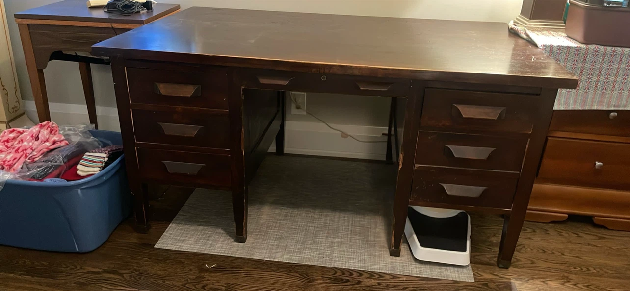 Vintage Wooden Desk with Drawers