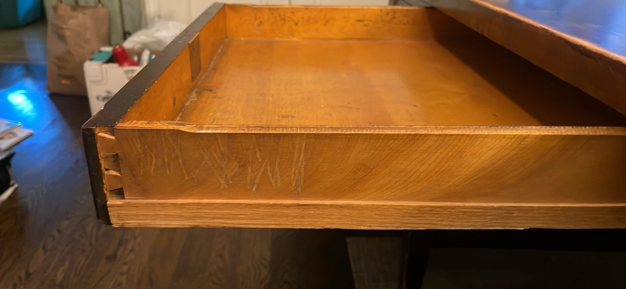 Vintage Wooden Desk with Drawers - photo 5