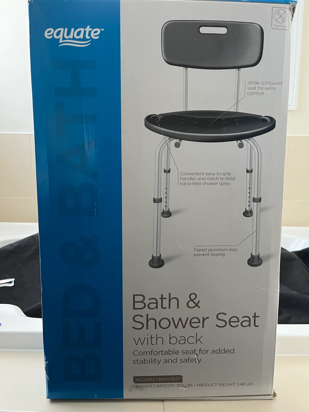 Equate Bath & Shower Seat with Back