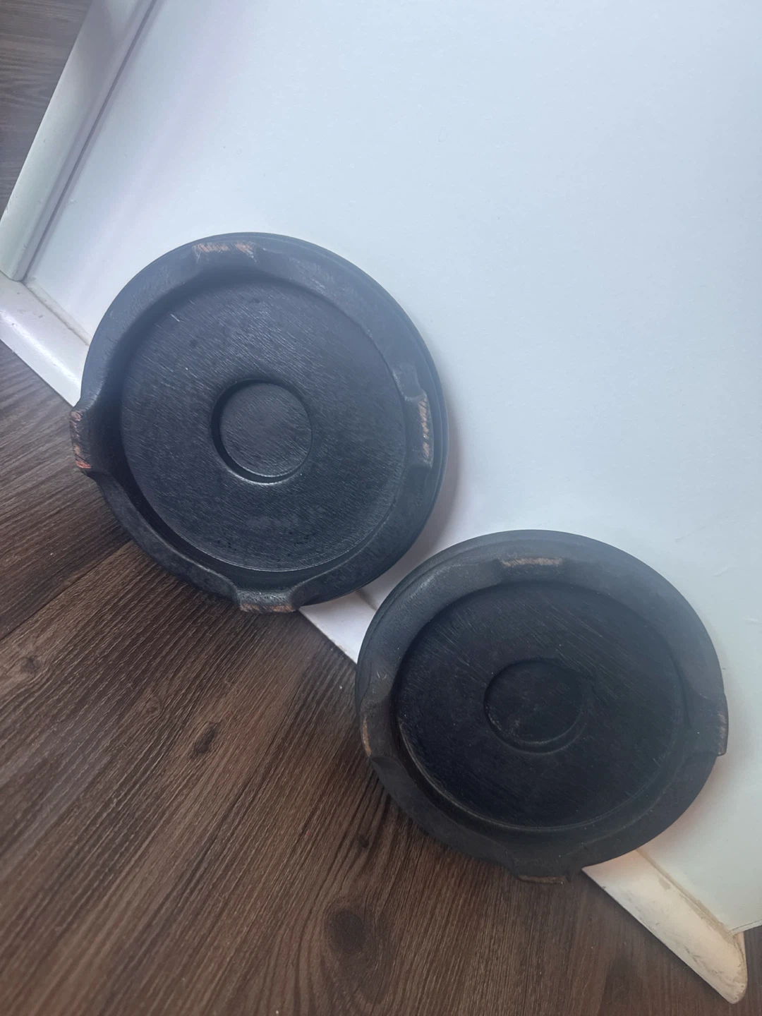 Pair of Black Wooden Display Stands - photo 2