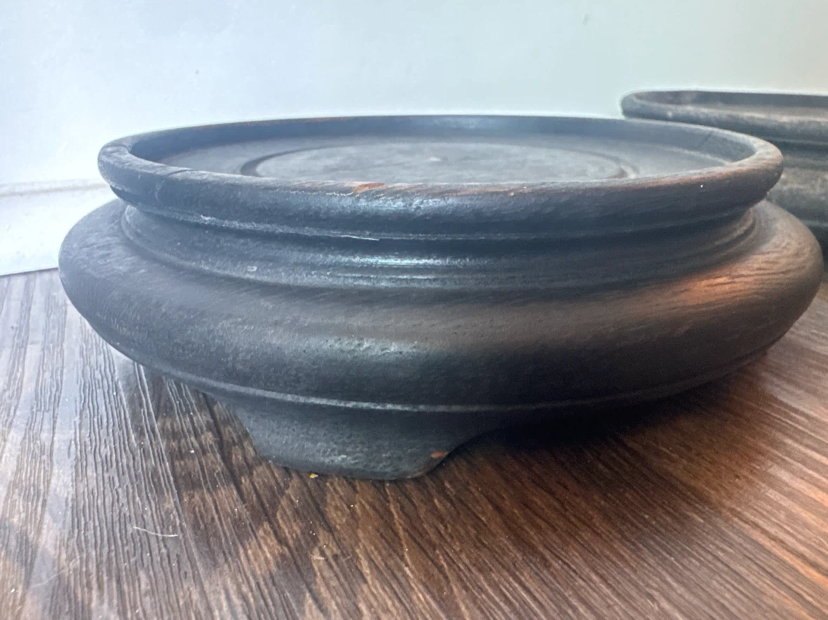 Pair of Black Wooden Display Stands - photo 3