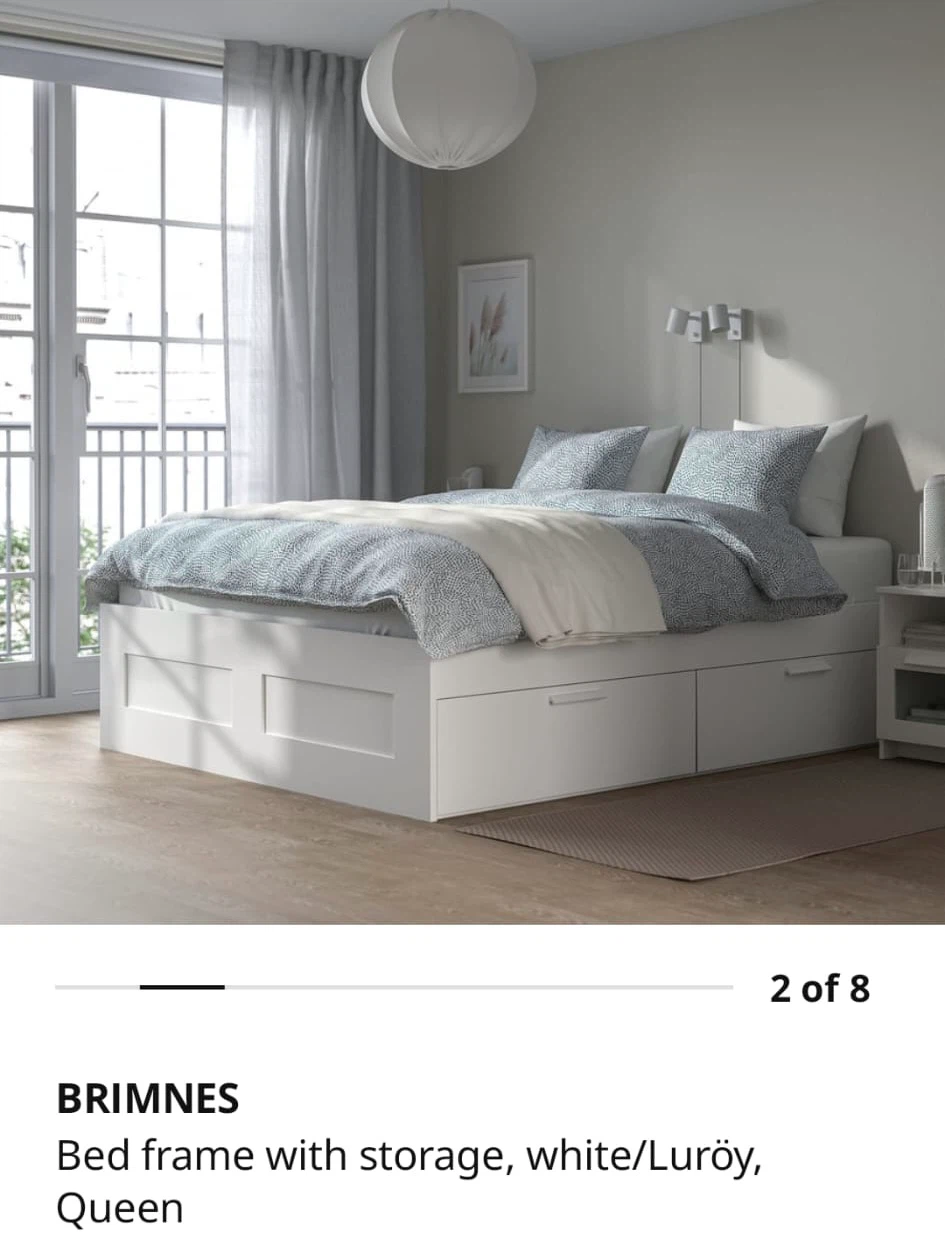 IKEA BRIMNES Bed Frame with Storage, Queen Mattress set - photo 3