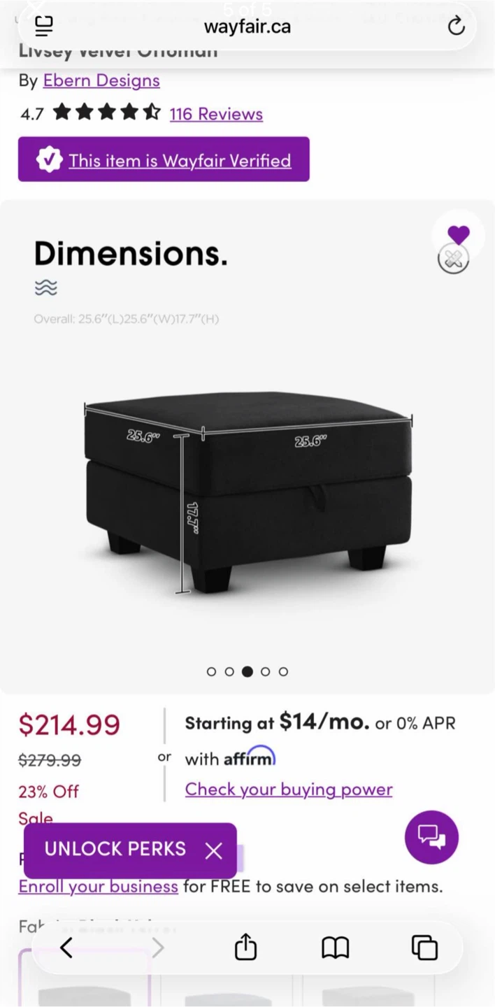 Ebern Designs Velvet Ottoman - photo 4