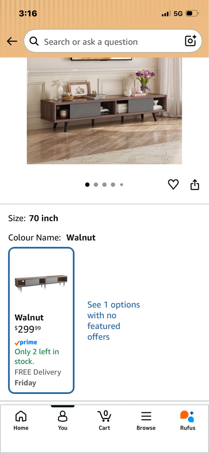 Bestier 70 inch TV Stand - Walnut - photo 2