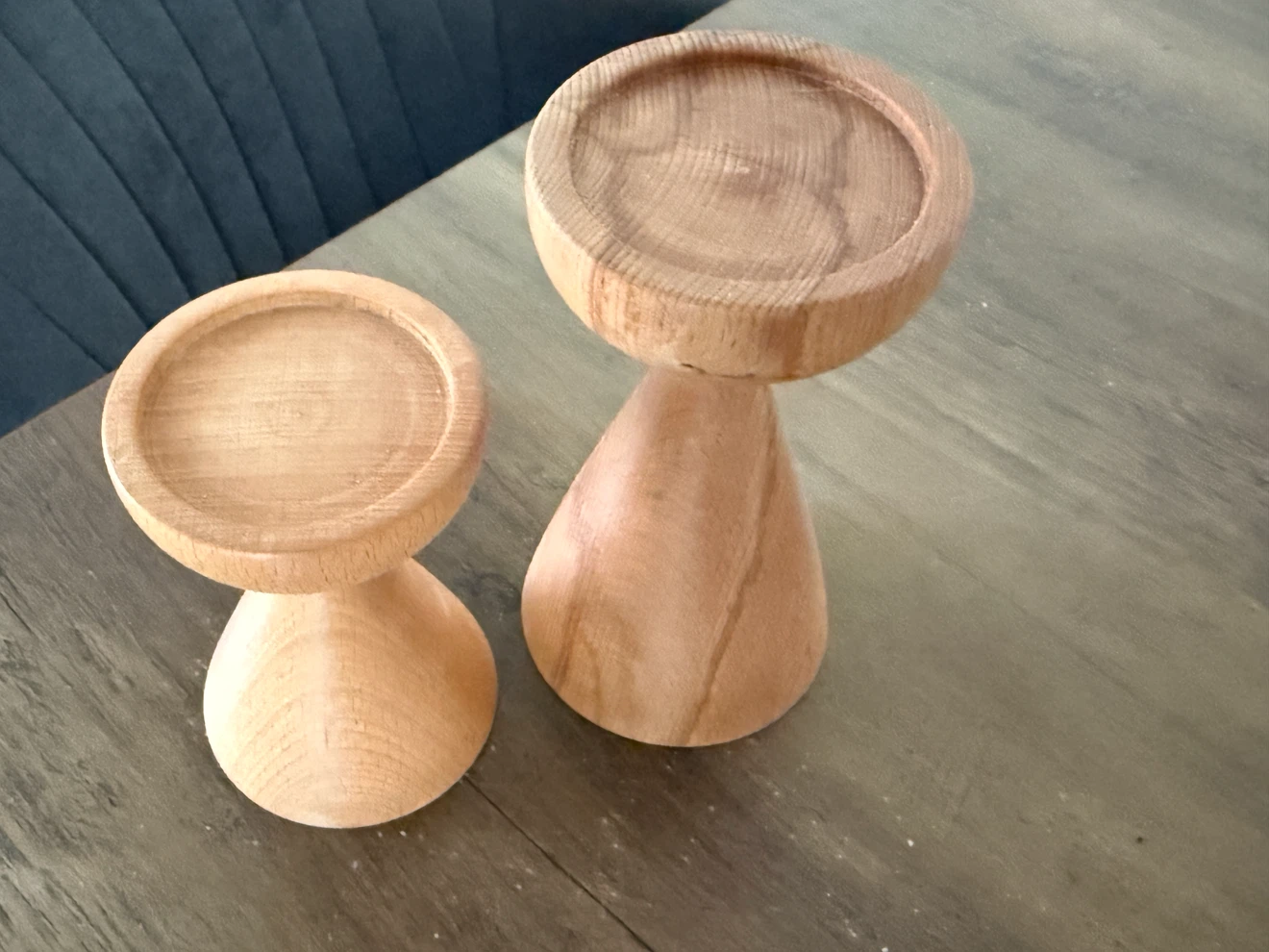 Wooden Candlesticks Set