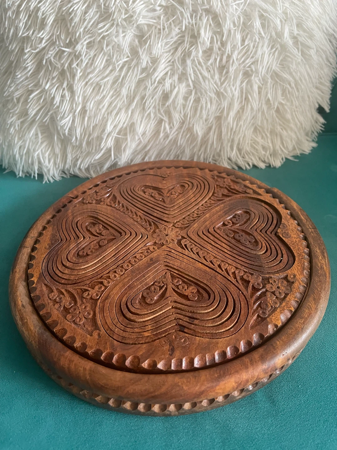 Wooden Folding Basket with Heart Design - photo 2