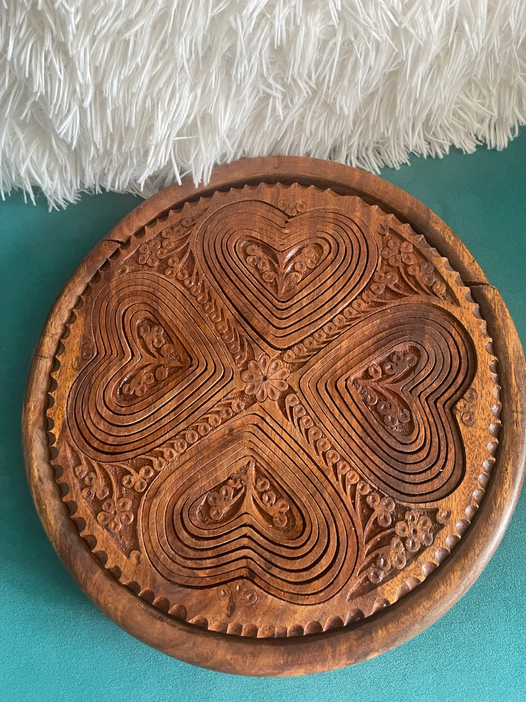 Wooden Folding Basket with Heart Design - photo 3
