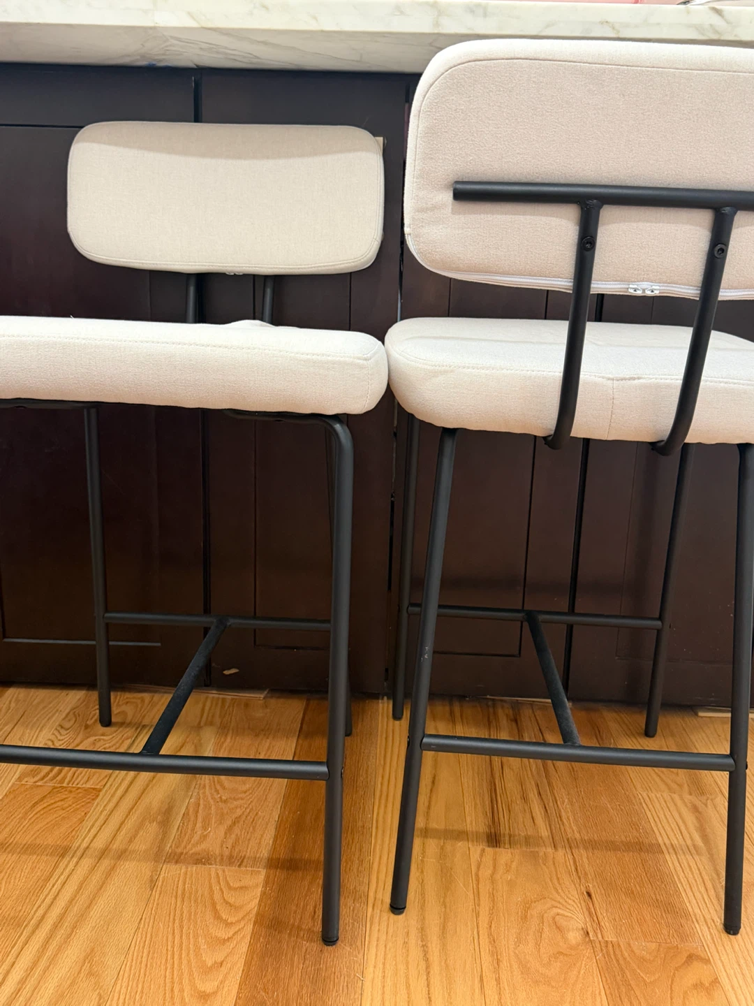 Pair of Modern Cream and Black Bar Stools - photo 2