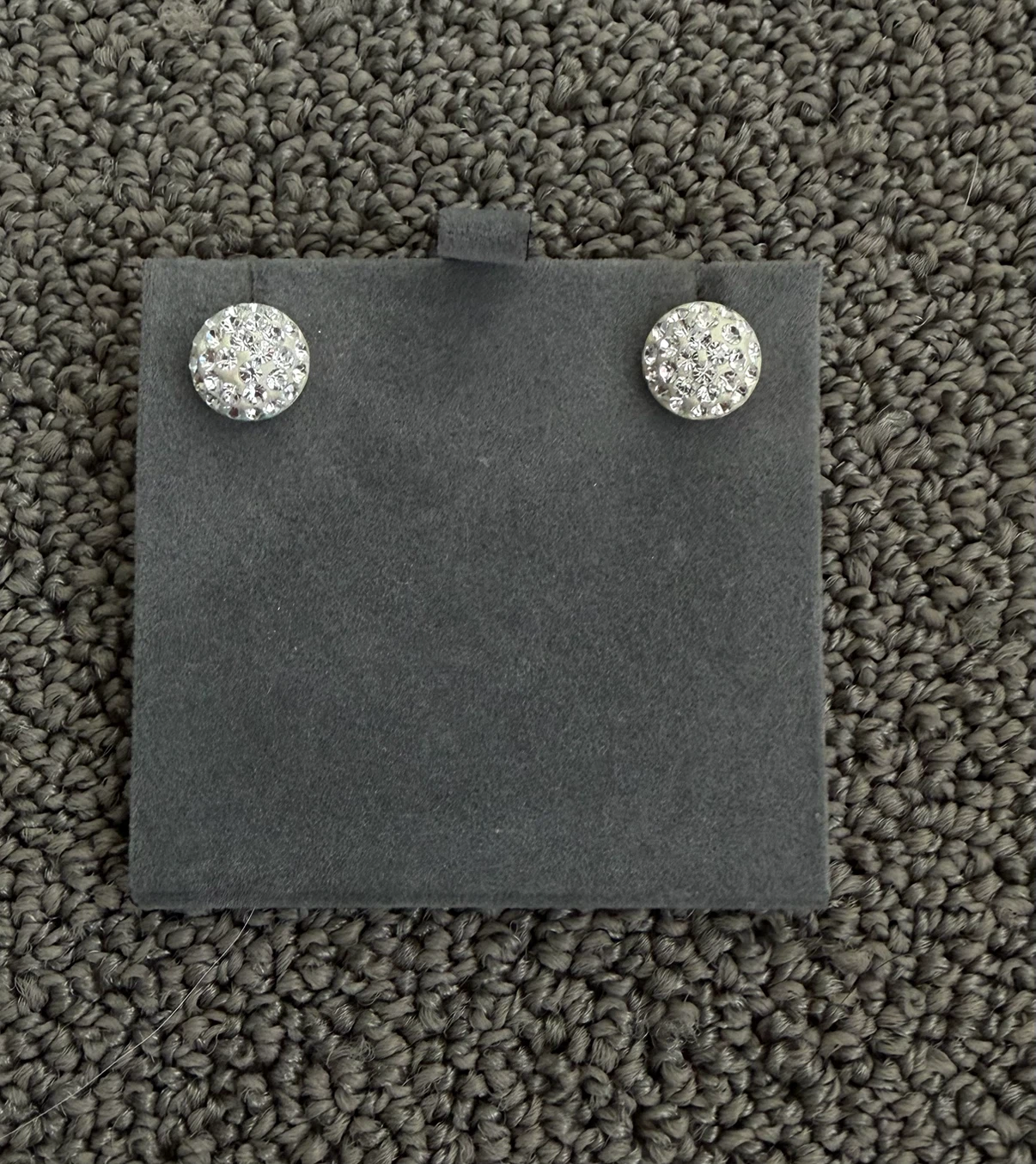 Sparkly Round Stud Earrings Silver