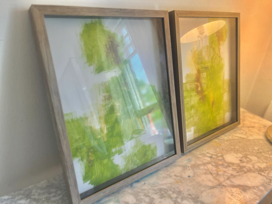 Set of 2 Framed Abstract Art Pieces
