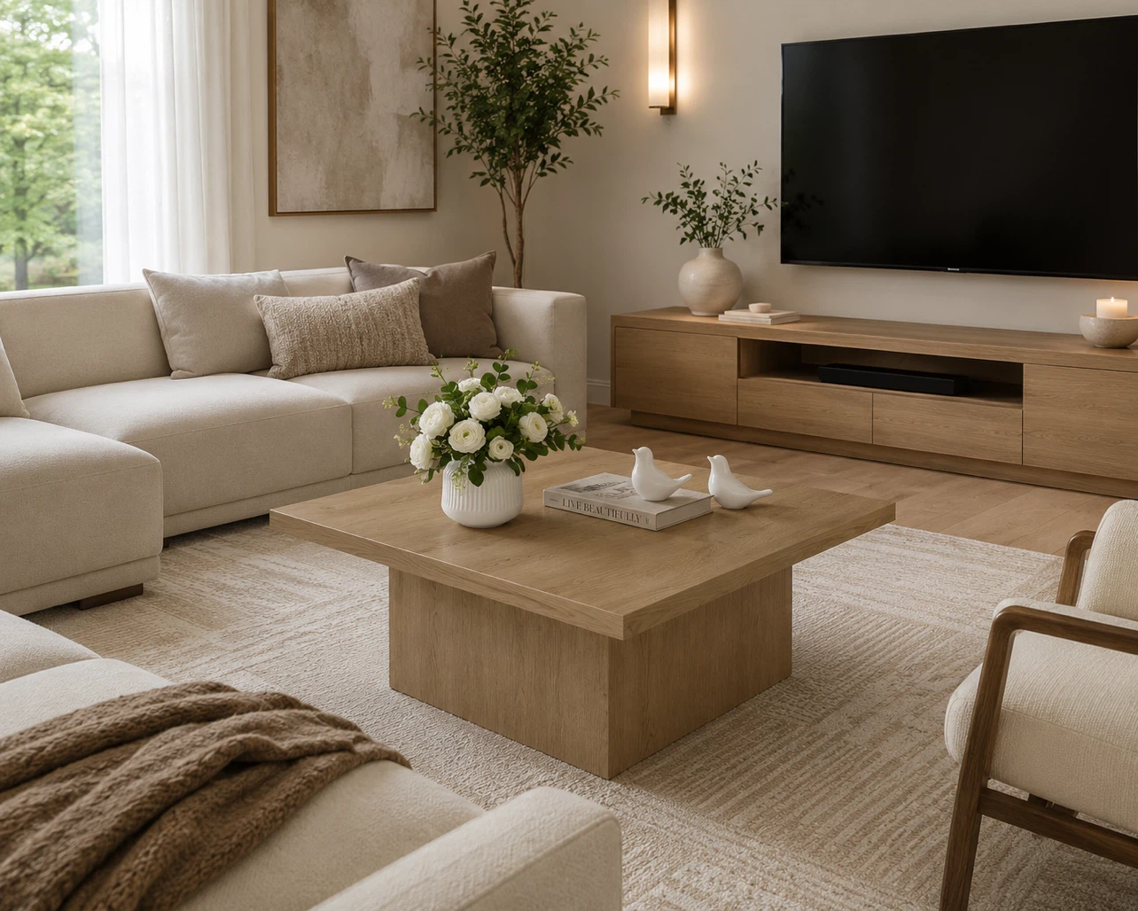 Modern Square Wood Coffee Table