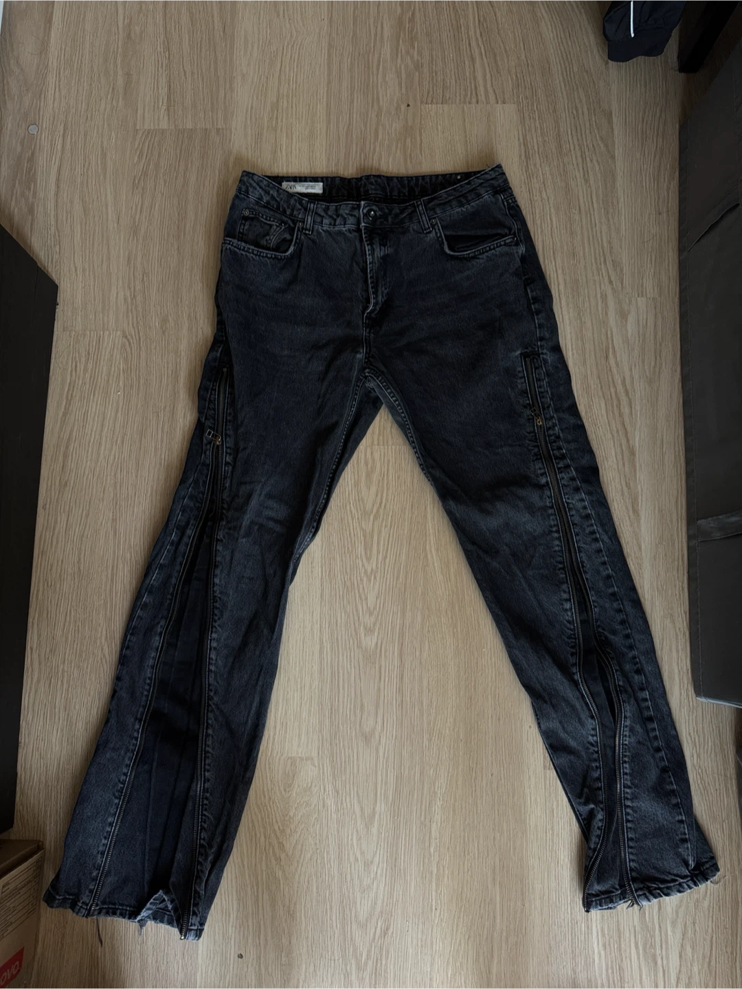 ZARA Black flared jeans with Zippers