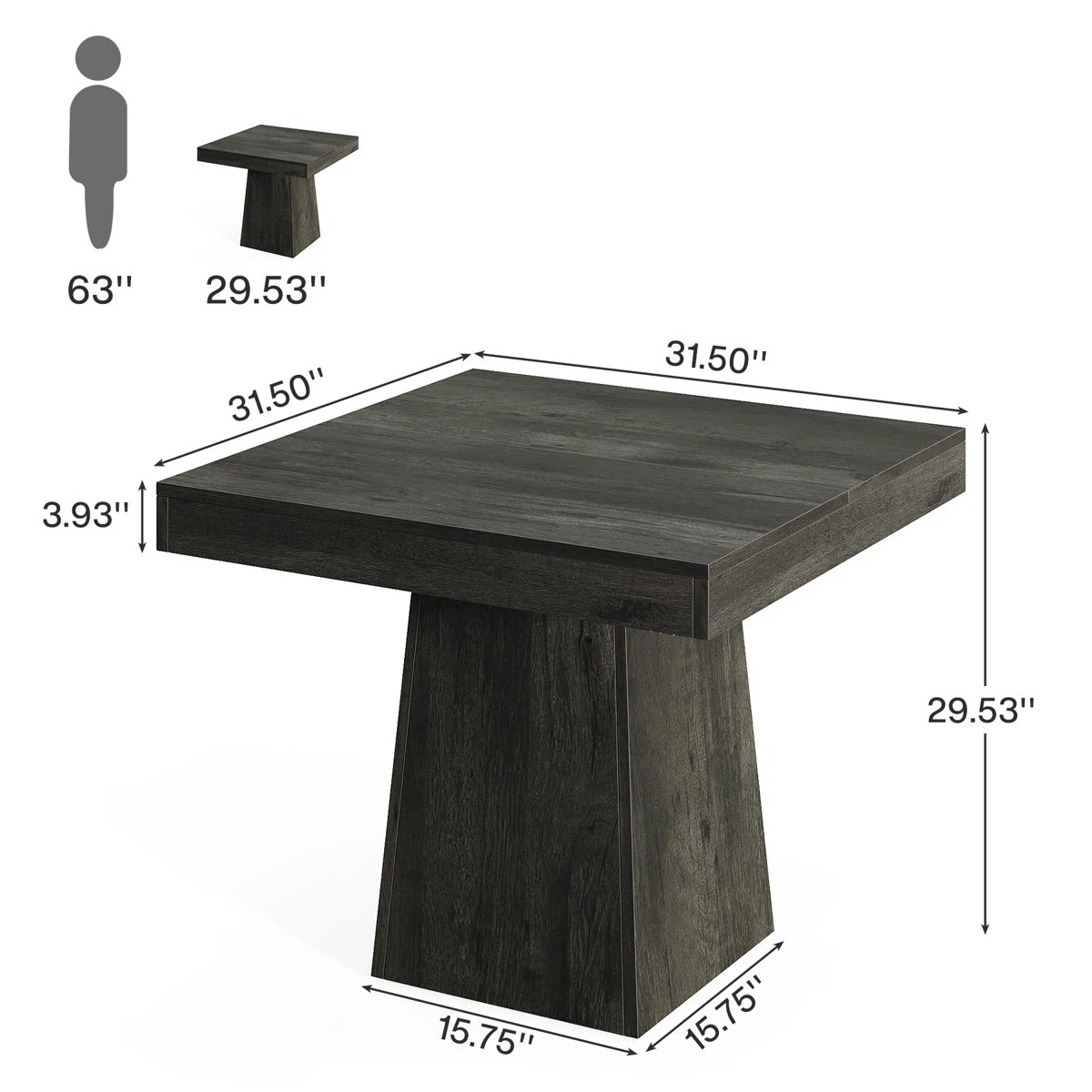 Square Pedestal Dining Table Only Table - photo 2