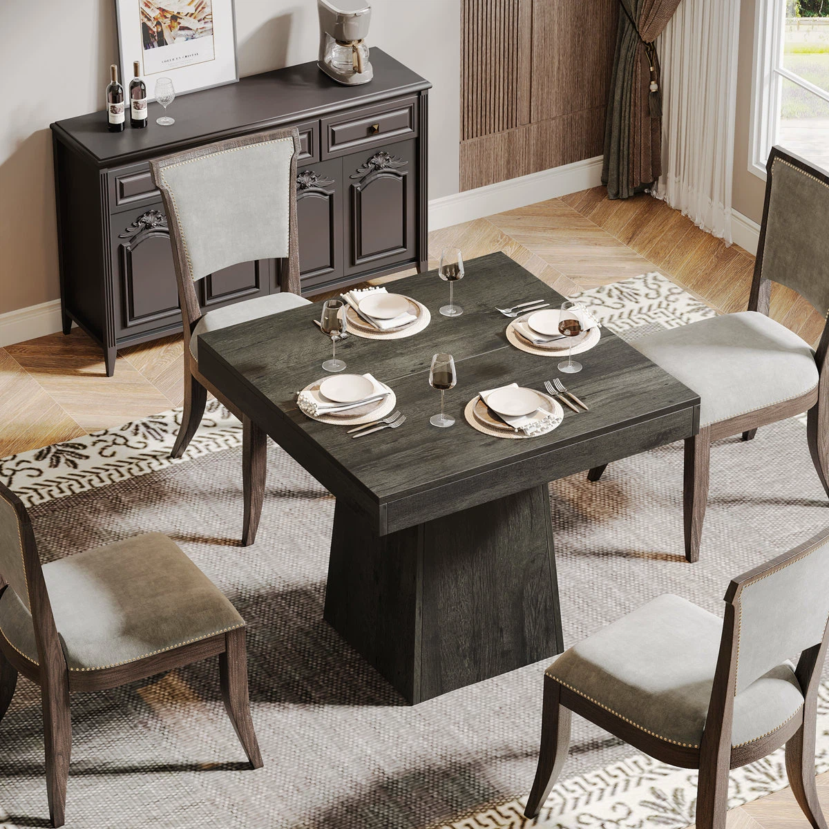 Square Pedestal Dining Table Only Table - photo 3