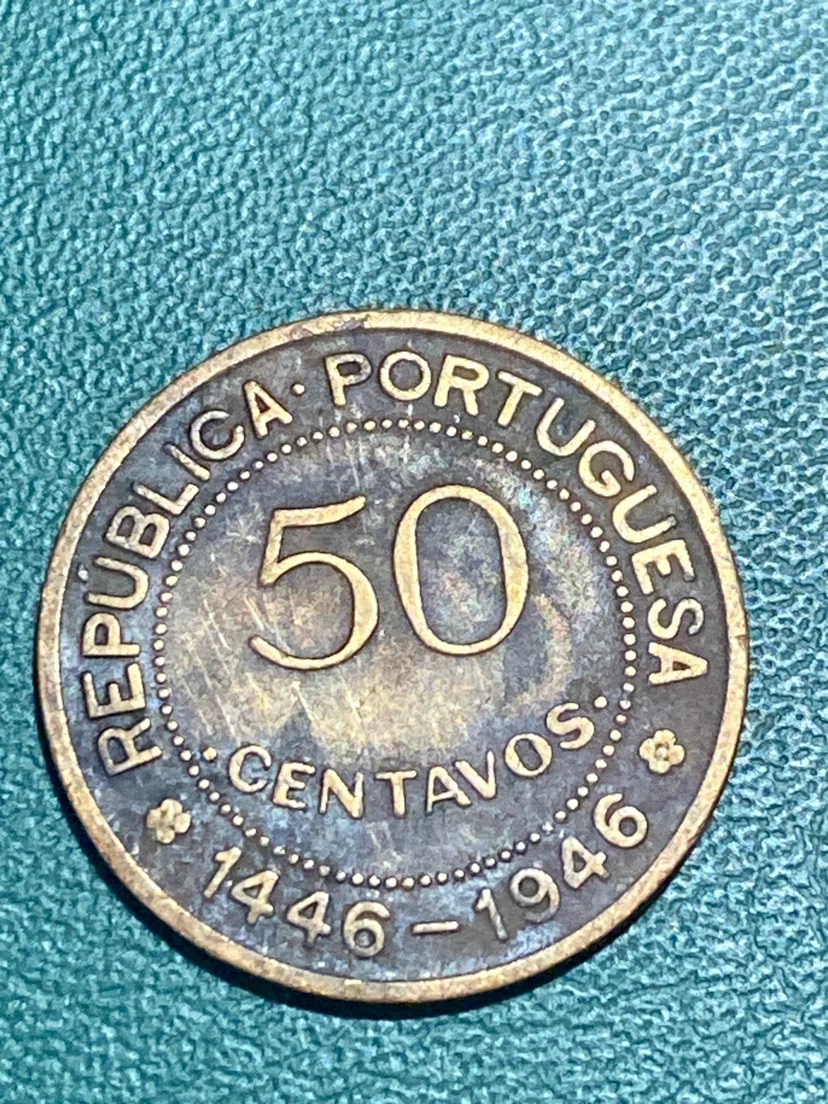 1946 Portuguese Guinea 50 Centavos Coin - photo 2