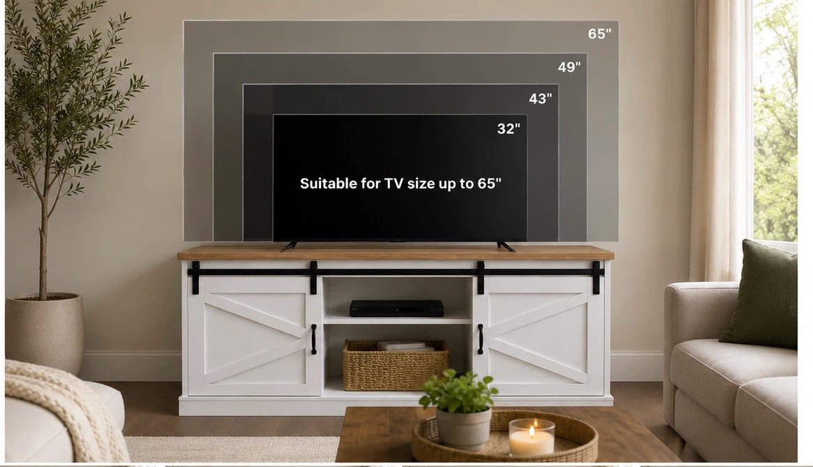 White Barn Door TV Stand Media Console