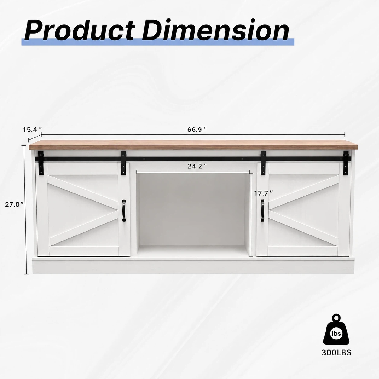 White Barn Door TV Stand Media Console - photo 2