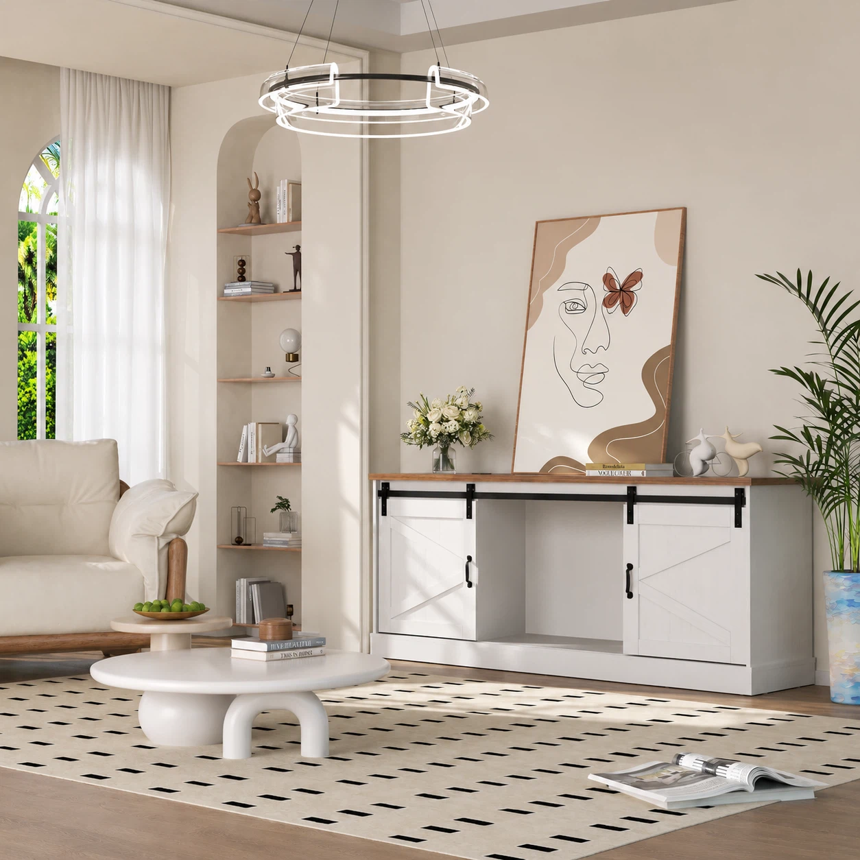 White Barn Door TV Stand Media Console - photo 4