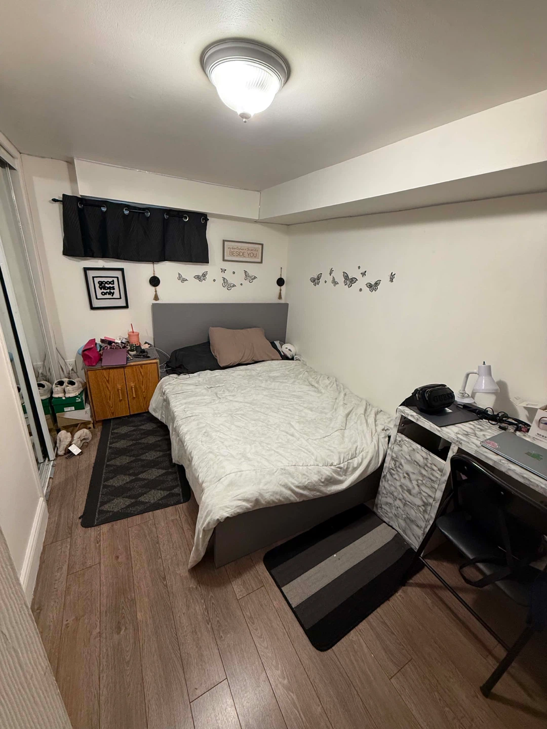 Grey Queen Bed Frame with Mattress