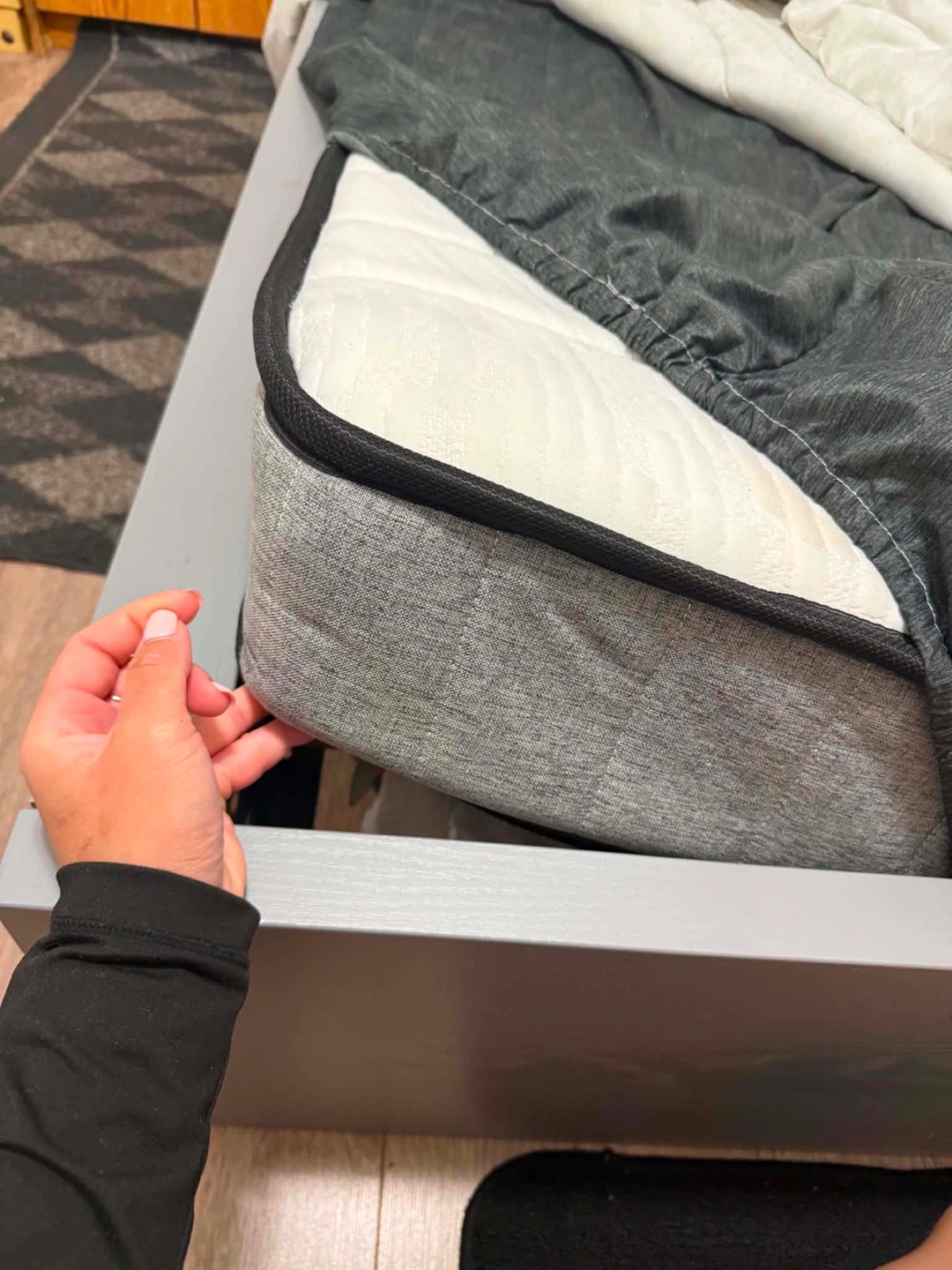 Grey Queen Bed Frame with Mattress - photo 3