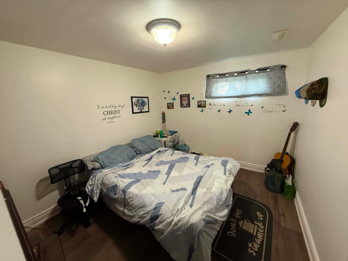 Queen bed frame with markers