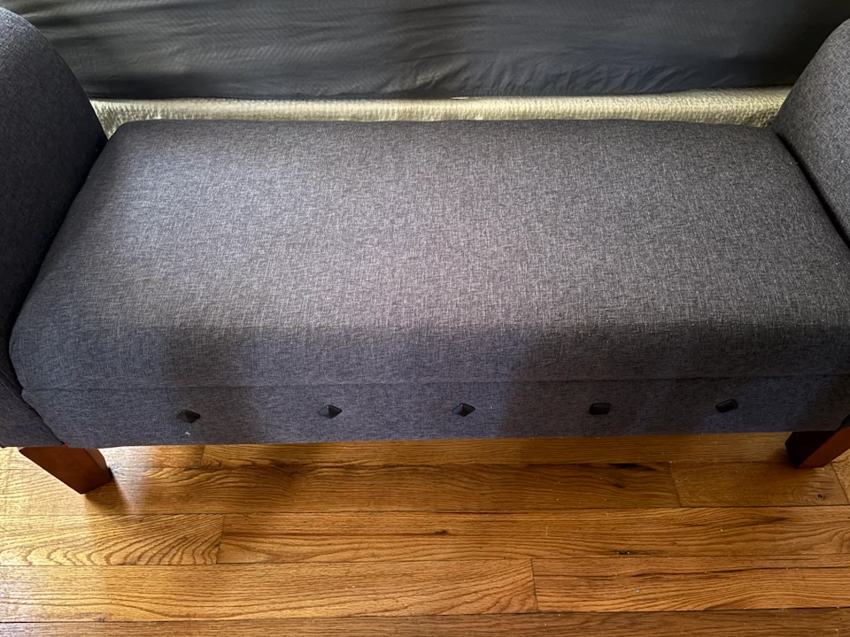 Gray Upholstered Storage Bench - photo 2