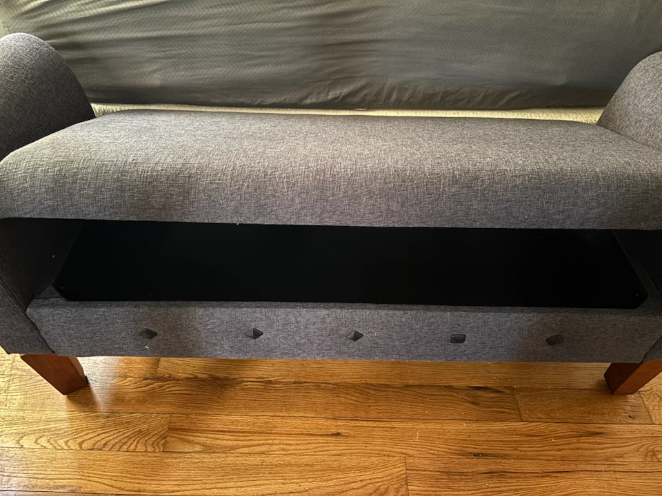 Gray Upholstered Storage Bench - photo 3