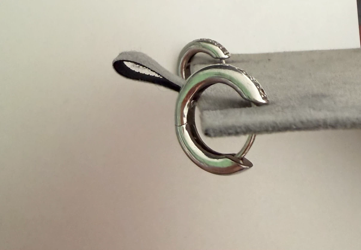 Silver Hoop Earrings with Crystals - photo 2