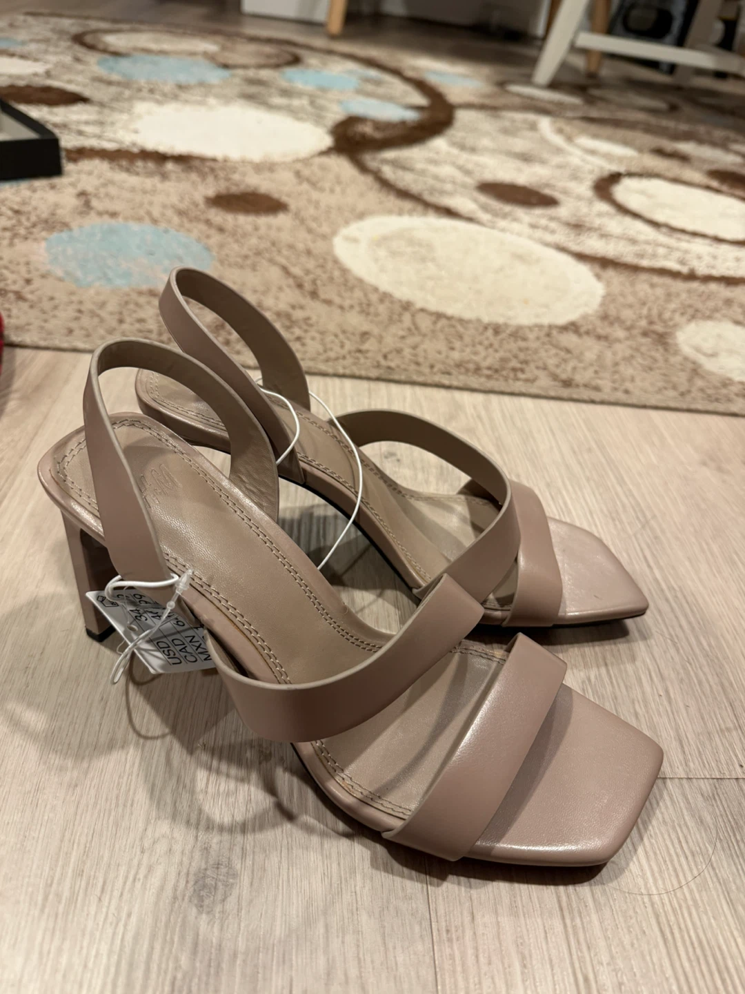H&M Women's Beige Block Heel Sandals