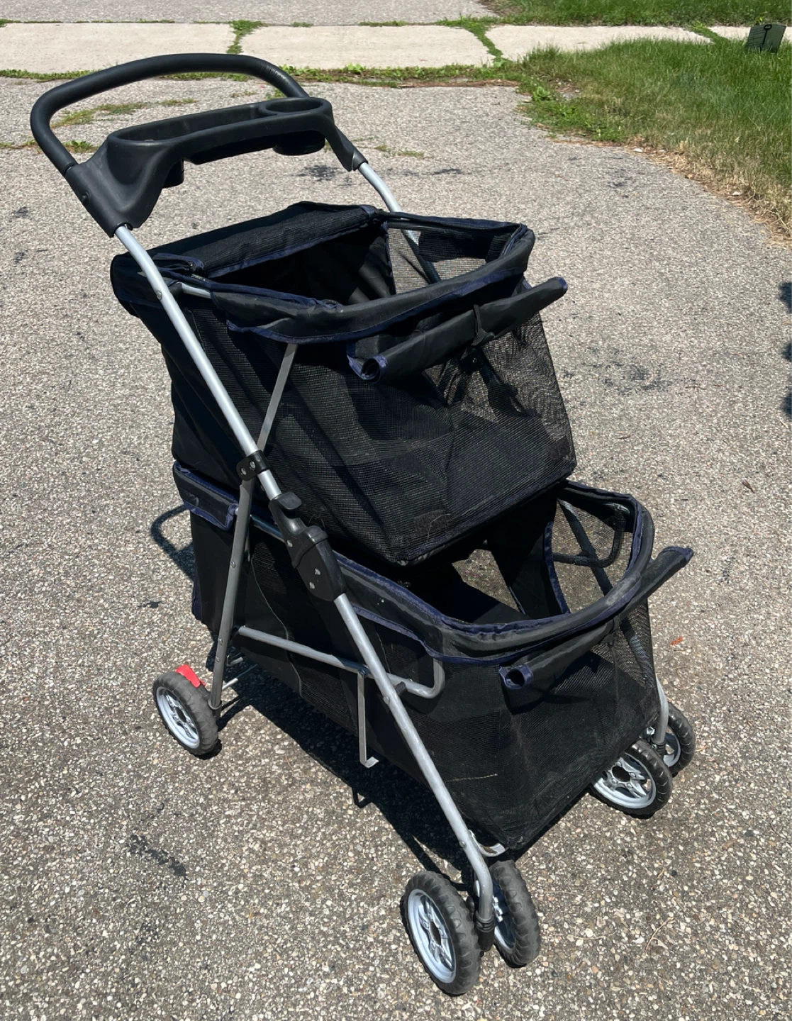 2 level Black Pet Stroller