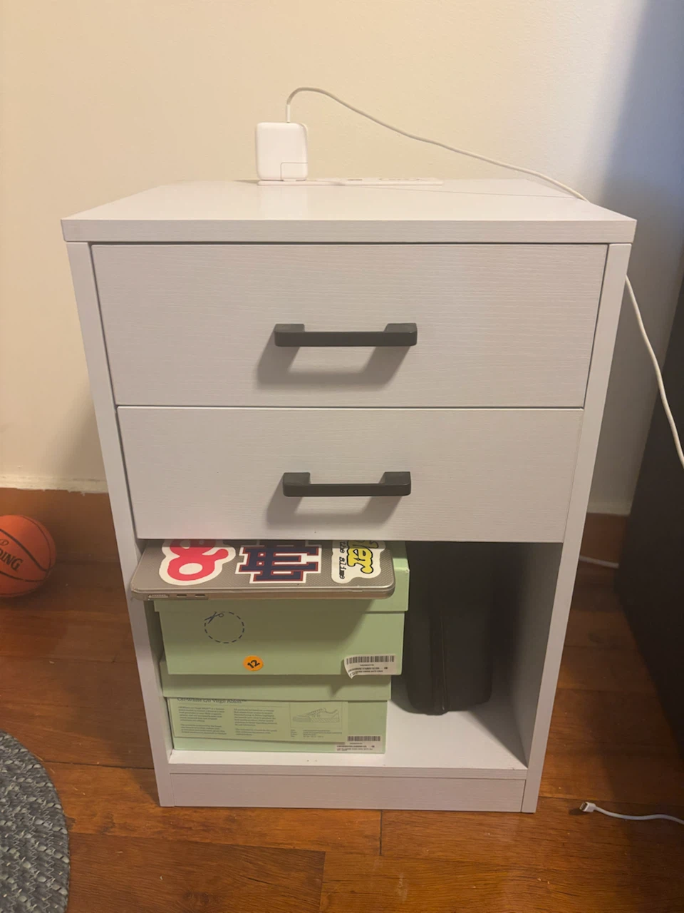 White Nightstand with Integrated Charging - photo 2