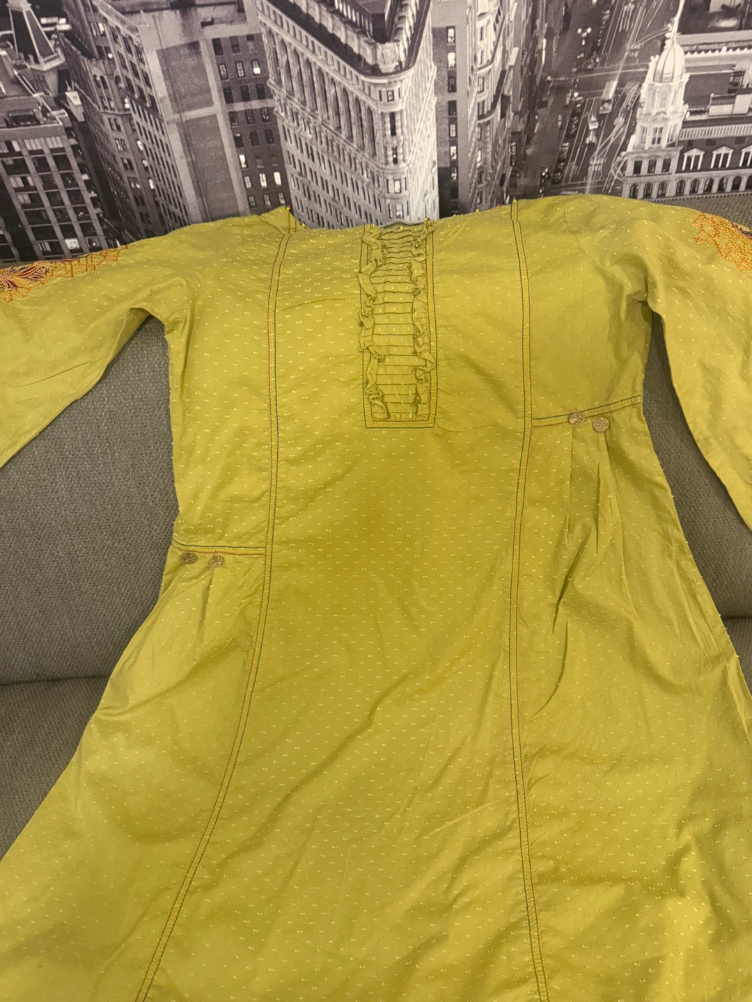 Lime Green Embroidered shirt medium
