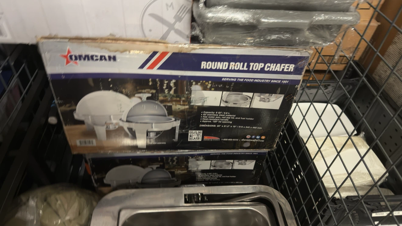 2 OMCAN Round Roll Top Chafer