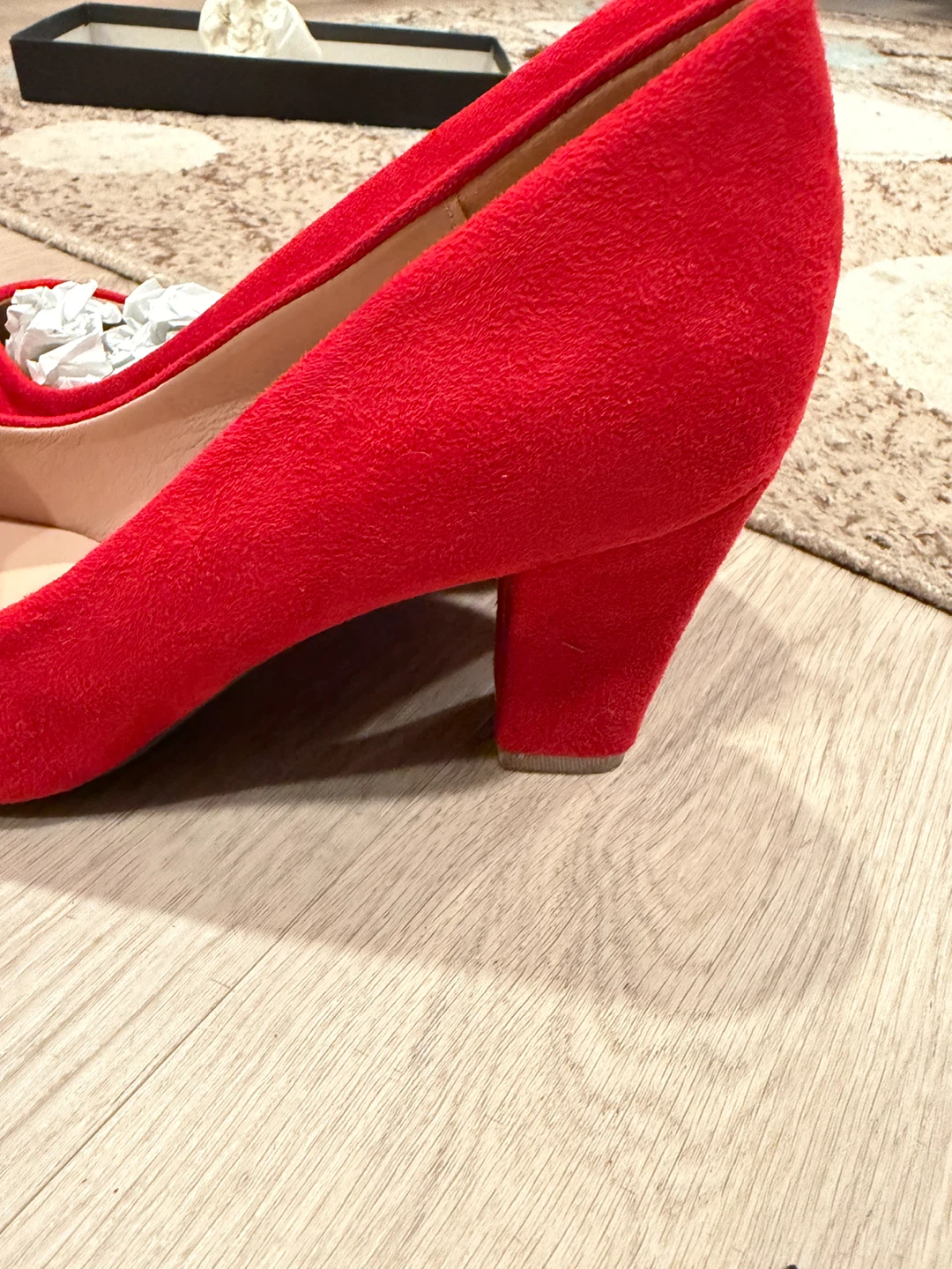Red Suede Block Heel Pumps - photo 3