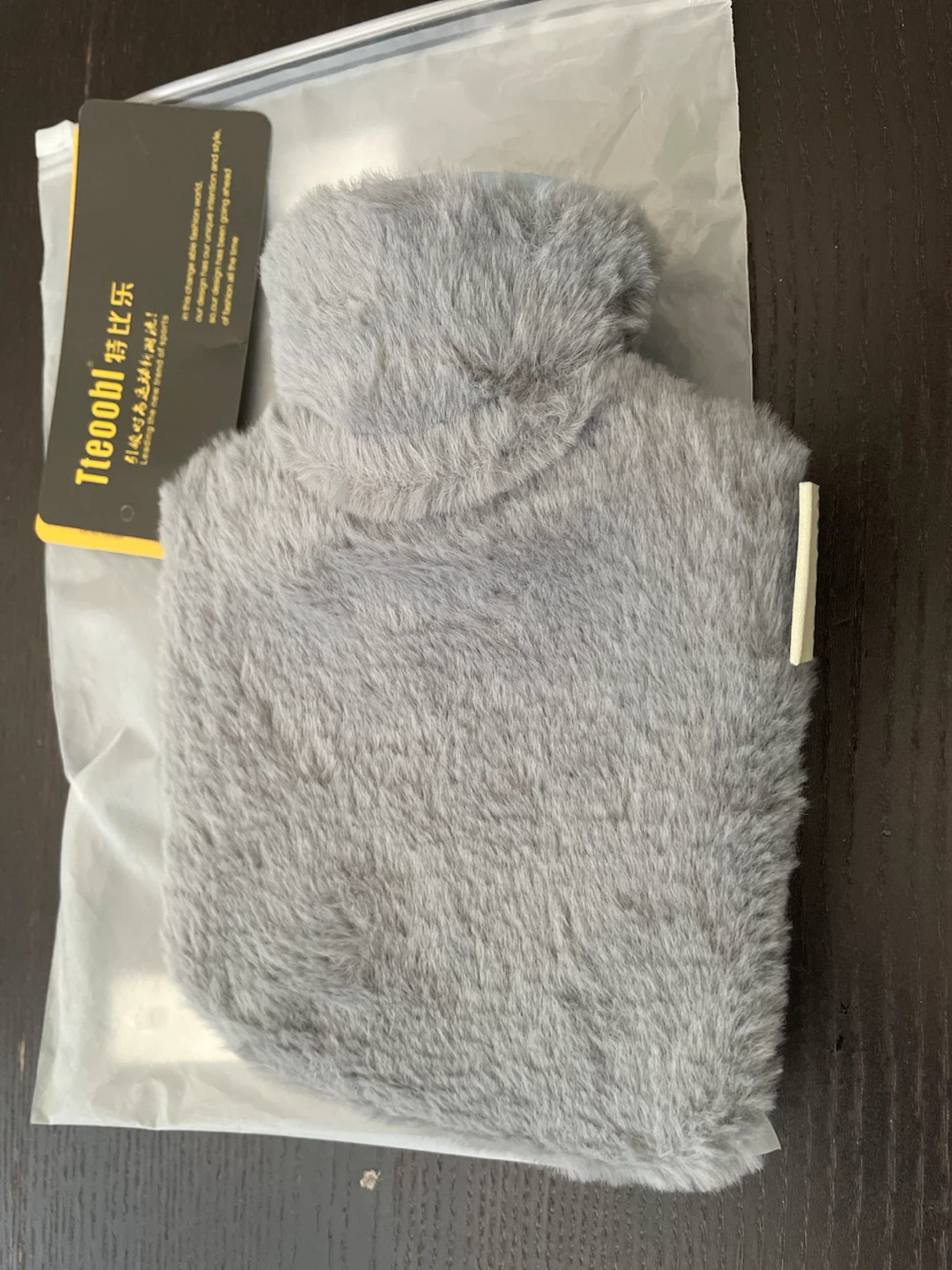 Tteooll Grey Faux Fur Hot Water Bottle