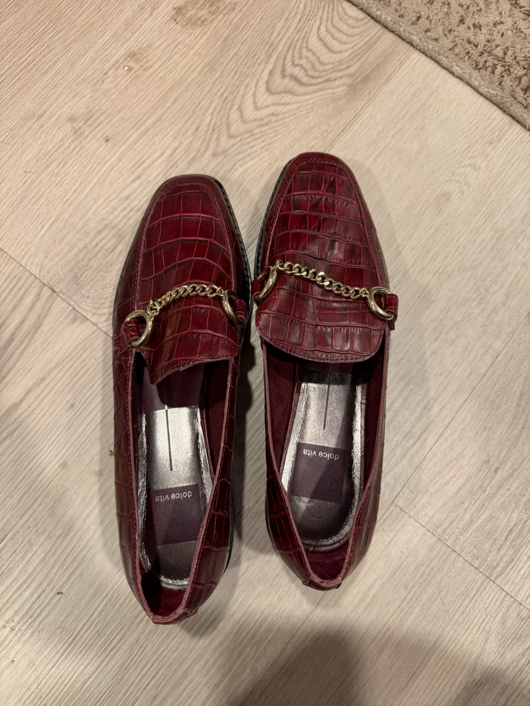 Dolce Vita Women's Burgundy Croc Embossed Loafers