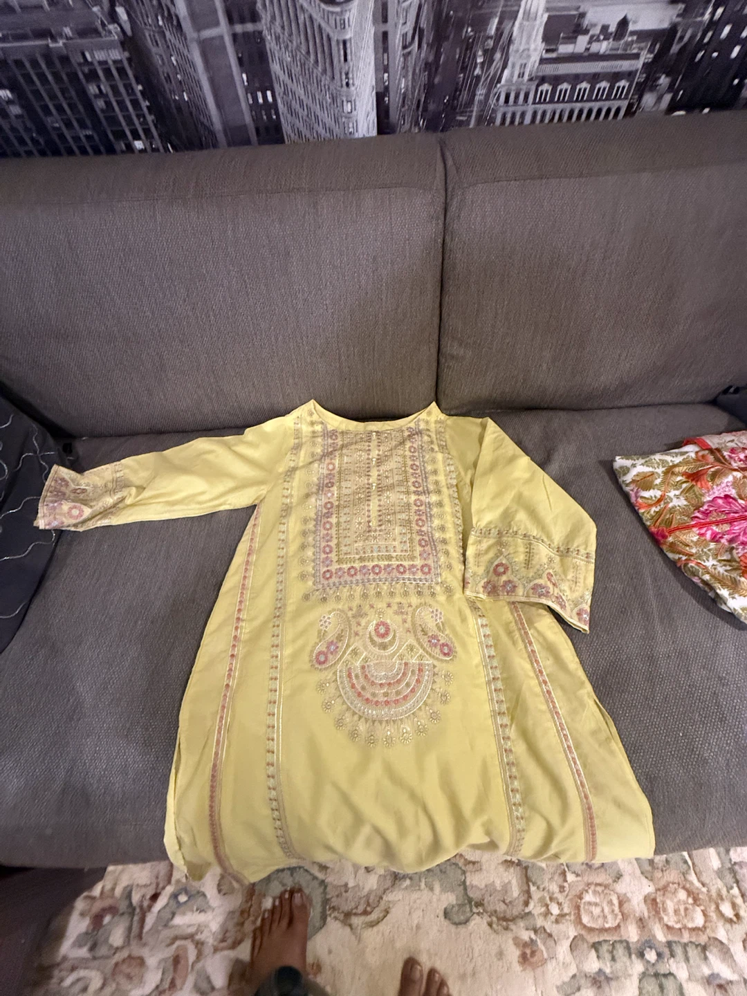 Yellow Embroidered Kurti medium - photo 3